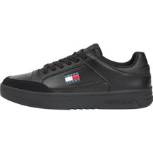 Tommy Hilfiger Erkek Kalın Topuk Desenli Bağlamalı Rahat Kalıp Siyah Sneaker EM0EM01660-BDS