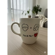 Palto Tasarım You & Me Krem Oval Kupa - Hediyelik Kupa Fincan Mug