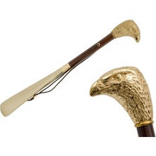 Pasotti Altın Kartal Ayakkabı Çekeceği 50 cm Yaldızlı Reçine Sap - Ahşap Gövde, Abs Uç