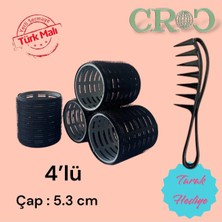 Croc 4lü Büyük Boy Plastik Bigudi Siyah CB23 - Cırtlı Yapışkanlı Saç Bigudisi