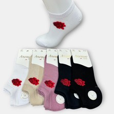Anemon Socks Pamuklu Gül Desenli Taşlı Bayan Çorap 12 Çift