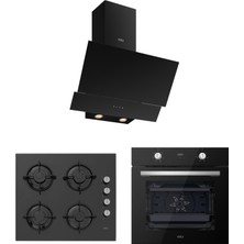 Esty Siyah Cam Ankastre Set - AEF6603B02 Fırın, ACO5700E6B01 60 cm Ocak, 3480 60 cm Davlumbaz