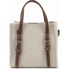 Karrem Hasır Kemer Detaylı Çapraz Çanta Taba