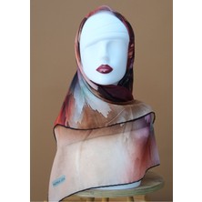 Sinem Monalisa El Dikişli Digital Soft Pamuk Eşarp Siyah