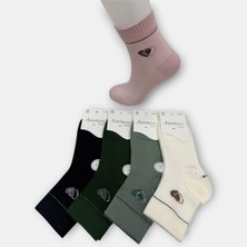 Anemon Socks Pamuklu Kalp Desenli Taşlı Bayan Çorap 12 Çift