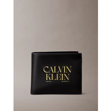 Calvin Klein Erkek Gold Logo Detaylı %100 Deri Siyah Cüzdan LV04D1149G-UB1