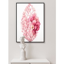 Rosa Art Metal Çerçeveli Gerçek Camlı Tablo | Soyut,minimalist,modern Pastel Tonlar Yaprak ve Dal Tasarım