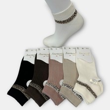 Anemon Socks Pamuklu Bayan Leopar Desenli Taşlı Çorap 12 Çift