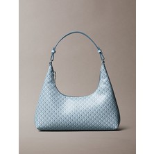 Calvin Klein Kadın Ck Monogram Logolu Fermuarlı Çıkarılabilir Omuz Askılı Mavi Omuz Çantası LV04F3298G-2XE