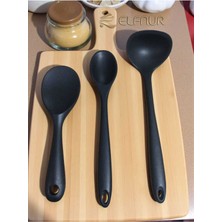 PremiumPort 3’lü Sert Uçlu Isıya Dayanıklı Yanmaz Silikon Yemek Kaşık Seti