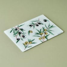 PremiumPort Elma Yeşili Olive Cam Kesme Tahtası 35X25 Cm, Şık ve Dayanıklı Tasarım
