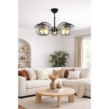 Esslight Nil 5 Li Plafonyer Füme Glop Camlı Salon Mutfak Yatak Odası Avize