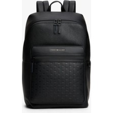 Tommy Hilfiger Erkek Fermuarlı Ön Bölmeli Geniş ve Kullanışlı Iç Cepli Siyah Sırt Çantası AM0AM13982-BDS