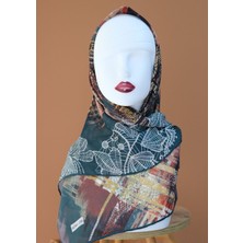 Sinem Monalisa El Dikişli Dijital Bambu Eşarp Haki