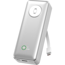 Wiwu WI-P023 Elite Serisi Dijital LED Göstergeli Akıllı Saat Kablosuz Powerbank 20000MAH 145W Gümüş