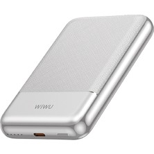 Wiwu WI-P089 LED Işık Göstergeli Pd 20W Kablosuz Powerbank 10.000MAH 15W Gümüş