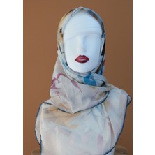 Sinem Monalisa Hibrit Dijital Natıral Eşarp Kot Mavi