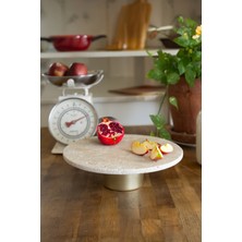 PremiumPort Şık Traverten 28 cm Sunumluk, Metal Ayaklı, Estetik ve Dayanıklı