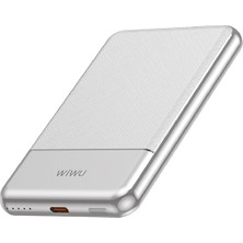 Wiwu WI-P088 LED Işık Göstergeli Pd 20W Kablosuz Powerbank 5000MAH 15W Gümüş
