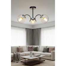 Esslight Luna 3 Lü Füme Glop Camlı Salon Mutfak Yatak Odası Plafonyer Avize