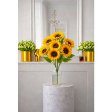 Madame Nazar Üstün Kalite Gerçekçi Ayçiçeği Yapay Çiçek – 1 Demet 7'li -50CM - Solmaz, Vazo ve Salon Dekoru