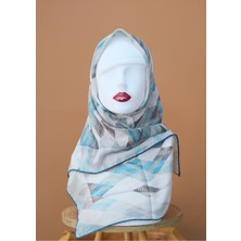 Sinem Monalisa Eldikişli Digital Bambu Eşarp Mavi