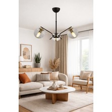 Esslight Sezin 3 Lü Plafonyer Füme Glop Camlı Salon Mutfak Yatak Odası Avize