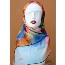 Sinem Monalisa El Dikişli Digital Soft Pamuk Eşarp Lacivert