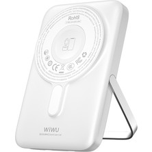 Wiwu WI-P077 Pionner Serisi Wireless Şarj ve Pd 20W Hızlı Şarj Standlı Powerbank 15W 10000MAH Beyaz