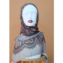 Sinem Monalisa Digital Dubai Kaşmir Eşarp Gri