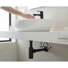 İsaoğlu Yapı Siyah Lavabo Gideri Esli Tasarım Bas Bırak Pop Up Dahil Komple Set Mat Siyah Renk Metal Malzeme