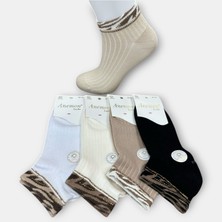 Anemon Socks Pamuklu Leopar Desenli Taşlı Bayan Çorap 12 Çift