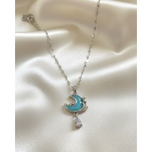 Suzi Shine Çelik Hilal Kolye Gümüş Renk