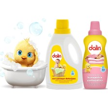 Dalin Bebek Bakım Ürünleri Yerli Üretim 1500 ml Konsantre Yumuşatıcı ve 2 lt Sıvı Deterjan