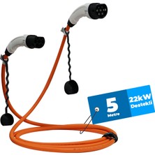 Hims EMEF-22T2-TB-5 22KW Tip 2 Soketli Turuncu 5m Elektrikli Araç Şarj Kablosu