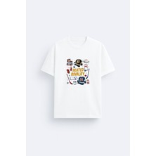 Shain Heated Rivalry Dizi Baskılı Bisiklet Yaka Beyaz Tişört T-Shirt