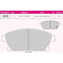 Qcb Fren Balata On Ikazlı Opel Astra J 1.6i 16 Jant 2009-2016/ Mokka 1.4 2012-/ Zafıra C 1.6 2011-/ Chevrolet Trax 1.6 2012-2014/ Cruze 1.6 2009-2014/