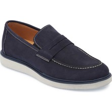 Tergan Lacivert Hakiki Nubuk Deri Erkek Loafer - E25I1AY57161-C39