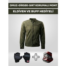 Motokit Revertech Aura Yeşil / Bel, Dirsek ve Sırt Korumalı Motosiklet Montu + ELDİVEN VE BUFF HEDİYELİ