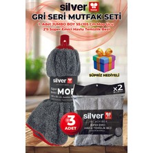 Silver Home Mikrofiber Süper Emici Jumbo Boy Mop Ucu 55X105 cm + 2’li Temizlik Bezi Seti