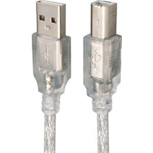 Ett S-Link SL-U2007 7 Metre Usb2.0 Yazıcı Kablosu Şeffaf Kalın Örgülü Yazıcı ve Tarayıcı Bağlantı Kablo