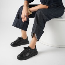 Ametist Anka Siyah Gerçek Deri Kadın Sneaker – Hafif Eva Taban