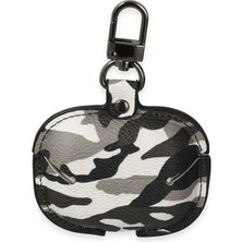 Lunira  Airpods Pro 2 (2.nesil) Çanta Kamuflaj Deri Kılıf - Gri 7577