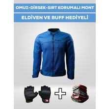 Motokit Revertech Aura Mavi / Bel, Dirsek ve Sırt Korumalı Motosiklet Montu + ELDİVEN VE BUFF HEDİYELİ