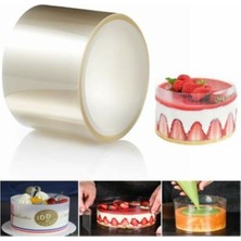 PremiumPort Şeffaf Desensiz Pasta Yan Dekor Film Jelatin Krema Tutucu 9cm 25MT