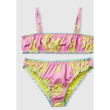 United Colors Of Benetton Toz Mavi Kadın / Kız K_desenli Fırfır Detaylı Ayarlanabilir Askılı Bikini Takımı Model Kodu: ( 3MVL0K02WTOZ Mavi)