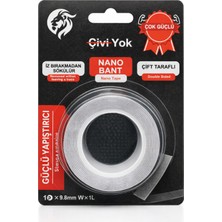 Badem10 (1 Adet) Çift Taraflı Iz Bırakmayan Nano Bant Çivi Gerektirmeyen Güçlü Yapıştırıcı Bant