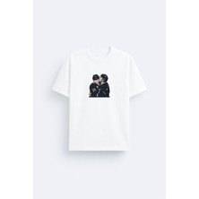 Shain Heated Rivalry Dizi Baskılı Bisiklet Yaka Beyaz Tişört T-Shirt