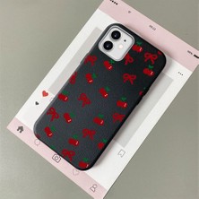 HONTINGA iPhone 11 ile Uyumlu Kılıfı Deri Dokusu Anti Düşme Yumuşak Silikon Telefon Kılıfı Visne Desen K7-3086