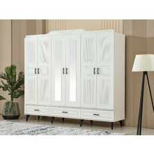 İNDEPPO Nirvana 6 Kapaklı 3 Çekmeceli Gardırop Mat Aytaşı